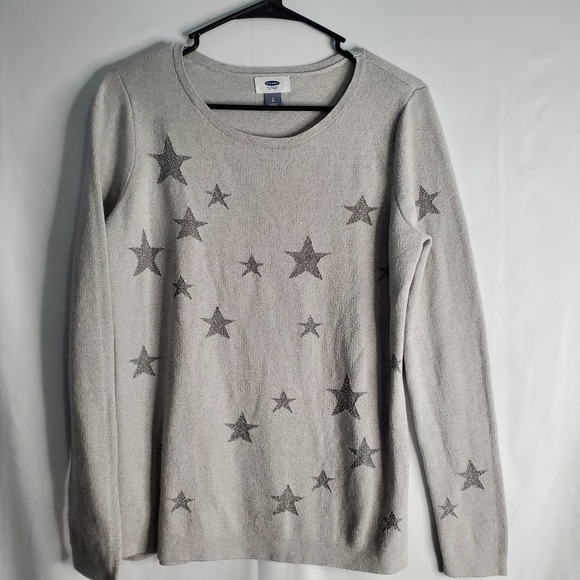 Old Navy Star Metallic Gray Crew Neck Sweater L - Picture 2 of 7